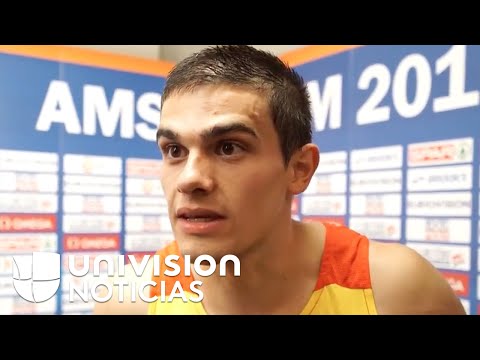 The Spanish athlete's reaction upon learning that his silver medal is now gold.