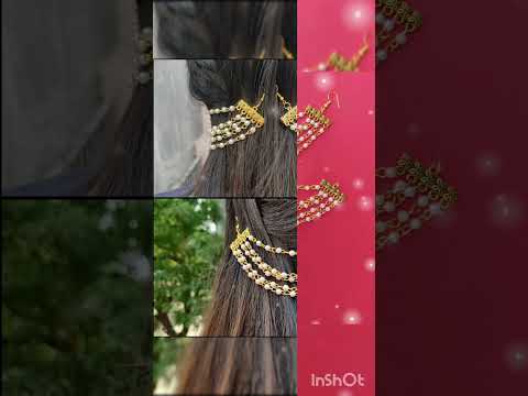 Pair of German Silver Silver Color & White Pearl 5 layer Traditional Ear Chain