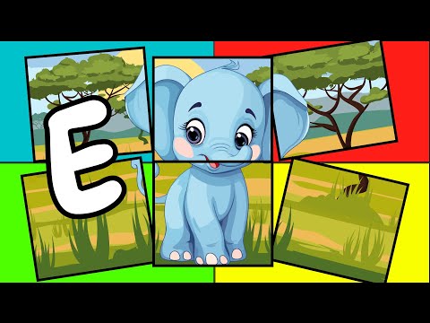 Atividade para crianças - Quebra-cabeça: animais - Aprender as vogais - Aprender a ler e escrever