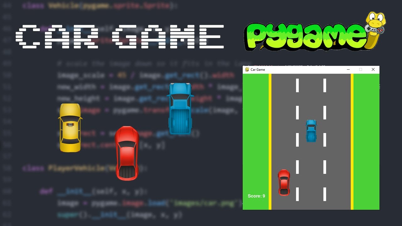 ASMR Programming - Simple Car Game in Python and Pygame