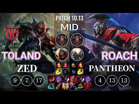 SB TolanD Zed vs T1 Roach Pantheon Mid - KR Patch 10.13
