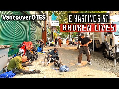 🇨🇦 Broken Lives of Hastings Street. Homelessness.  Vancouver DTES, BC, Canada. August  19 2023