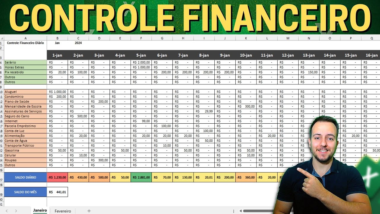 Planilha Controle Financeiro Pessoal Diário Excel | Download Grátis | Como Fazer
