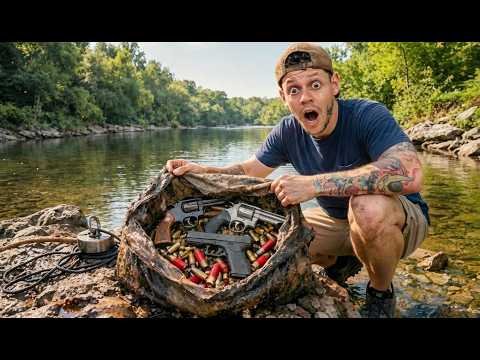 I caught a bag FULL OF GUNS and AMMUNITION.