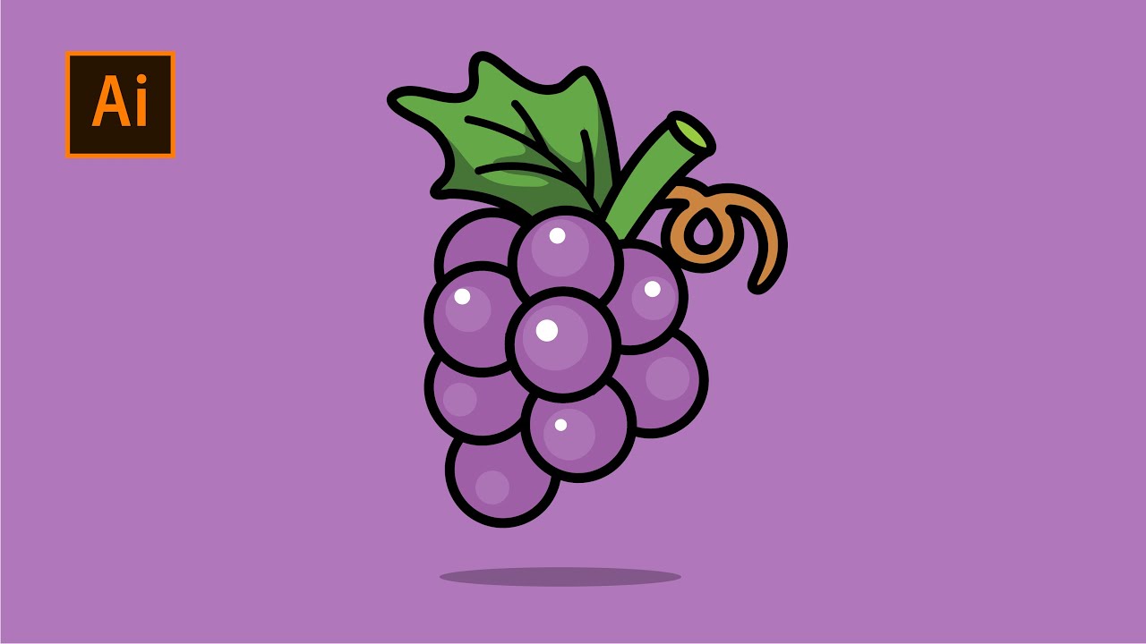 How To Draw A Grapes Fruit | Vector Art Tutorial For Beginners | Vector Design Adobe Illustrator CC