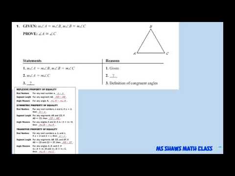 Introduction to Two Column Proofs. Geometry. 4 examples