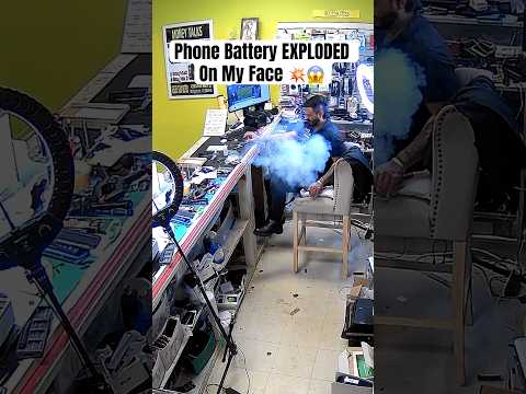 BATTERY EXPLODED With LOUD Sounds 😱 #shorts #battery #apple #iphone #ios #android #samsung #fyp
