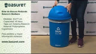 Basuret Botes de Basura Redondo Balancín Mediano Azul