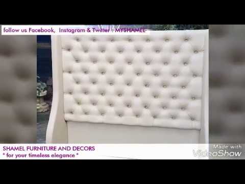 Wingback upholstered queen size headboard