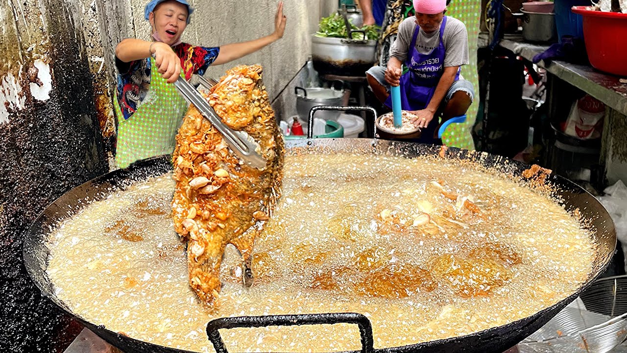 Non Stop Orders! Amazing Fried Tilapia Fish with Crispy Peanuts Garlic | Thai Street Food