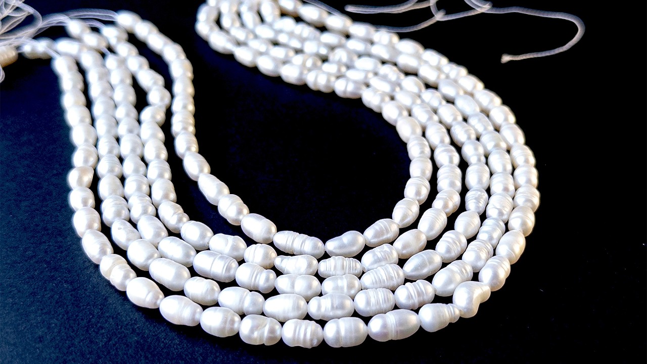 Freshwater Pearls | Baroque Rice Shaped | 7.5-8.5mm X 5mm Bead Size | 33cm Strand Length video