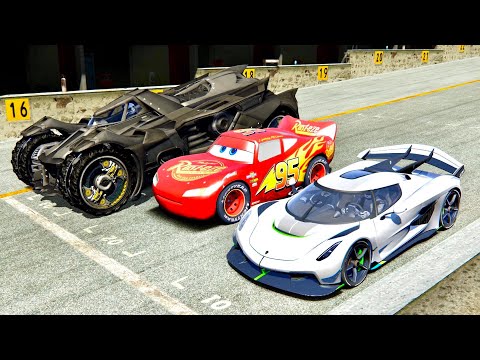 Koenigsegg Jesko vs Batmobile vs Lightning McQueen - Nardo Speed Ring