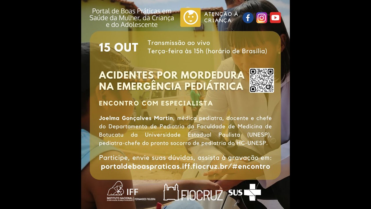 Encontro com Especialistas 15/10/2024 Acidentes por Mordedura na Emergência Pediátrica