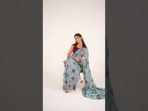 Sea Greeen Elegant Lurex Brasso Saree with Floral Viscose Brasso Work & Silk Blouse Piece