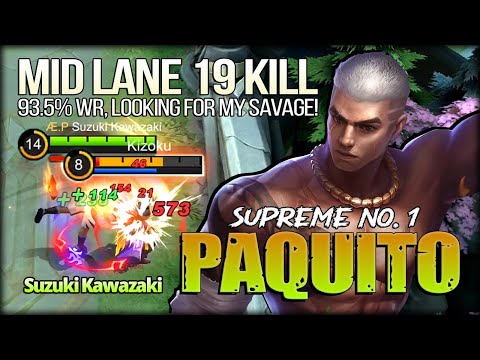 Mid Lane 19 Kill 93.5% Win Rate! Suzuki Kawazaki Supreme No. 1 Paquito - Mobile Legends: Bang Bang
