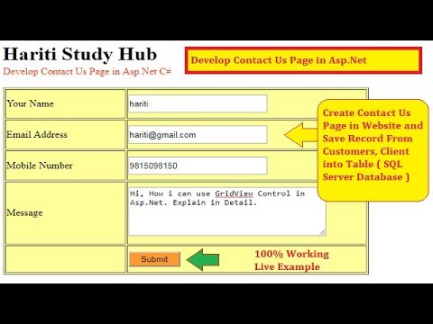 Create Contact Us Page Using Asp.Net C# | Hindi | Free Online Classes For Learning Asp.Net