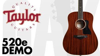 Video thumbnail for Taylor - 520e All Mahogany Dreadnought Demo at GAK by GAK