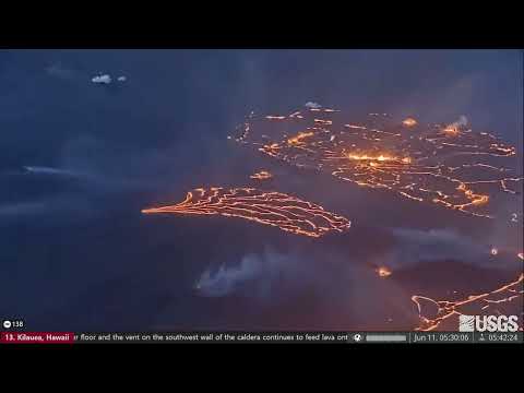 Jun 11 2023: Sunrise over Erupting Kilauea Volcano, Hawaii