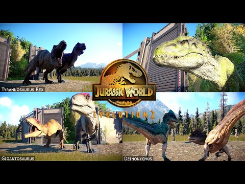 ALL CARNIVORE DINOSAURS INTRODUCTION IN JURASSIC WORLD EVOLUTION 2 (MAX EGG + DINOSAUR NAMES)