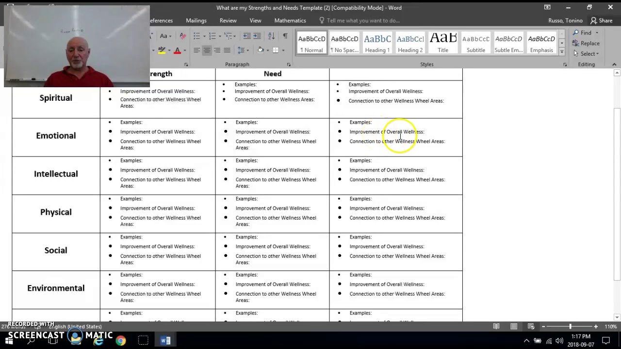 Strengths and Needs Assignment #1