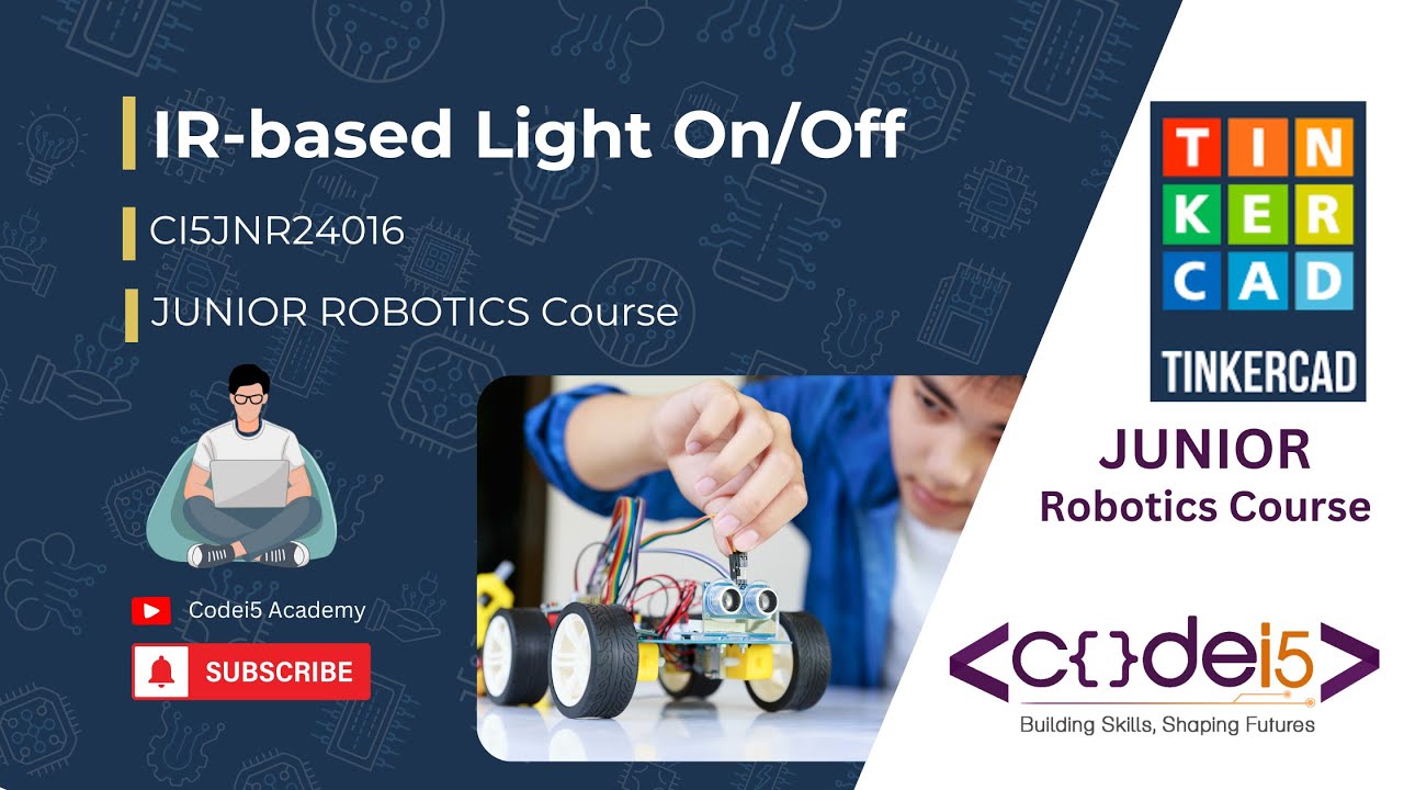 🔦 IR-Based Light On/Off in Tinkercad! 💡 Easy Electronics Tutorial (2025)| Codei5 Academy