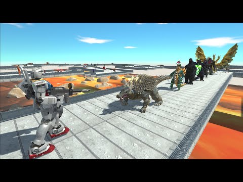 NEW UNIT ! Gundam RX - 78 VS GHIDORAH  LAVA DEATH RUN - Animal Revolt Battle Simulator
