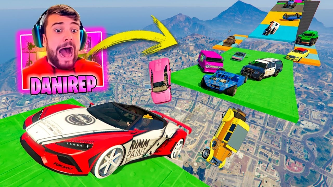 CARA A CARA CON COCHES ALEATORIOS Y EL ÚLTIMO EXPLOTA! UN AGUJERO!! - GTA 5 ONLINE