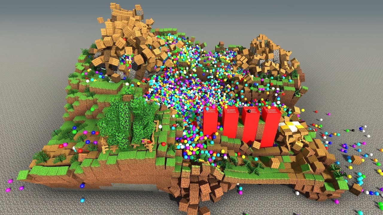 Collapse of the Minecraft World - Marble Race - Unity