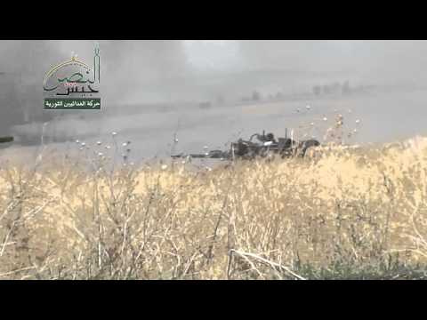 استهداف قوات النظام برشاشات 23 من قبل جيش النصر التابع لحركة الفدائيين الثورية في بلدة الجبين في ريف حماة