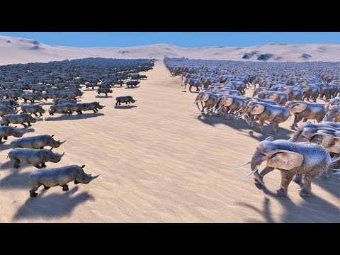 5000 Elephants VS 5000 Rhinos - Ultimate Epic Battle Simulator - UEBS