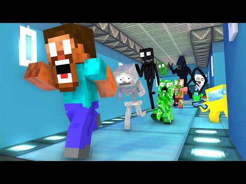 Monster School :  AMONG US ALIEN IMPOSTOR APOCALYPSE ATTACK ESCAPE - Minecraft Animation