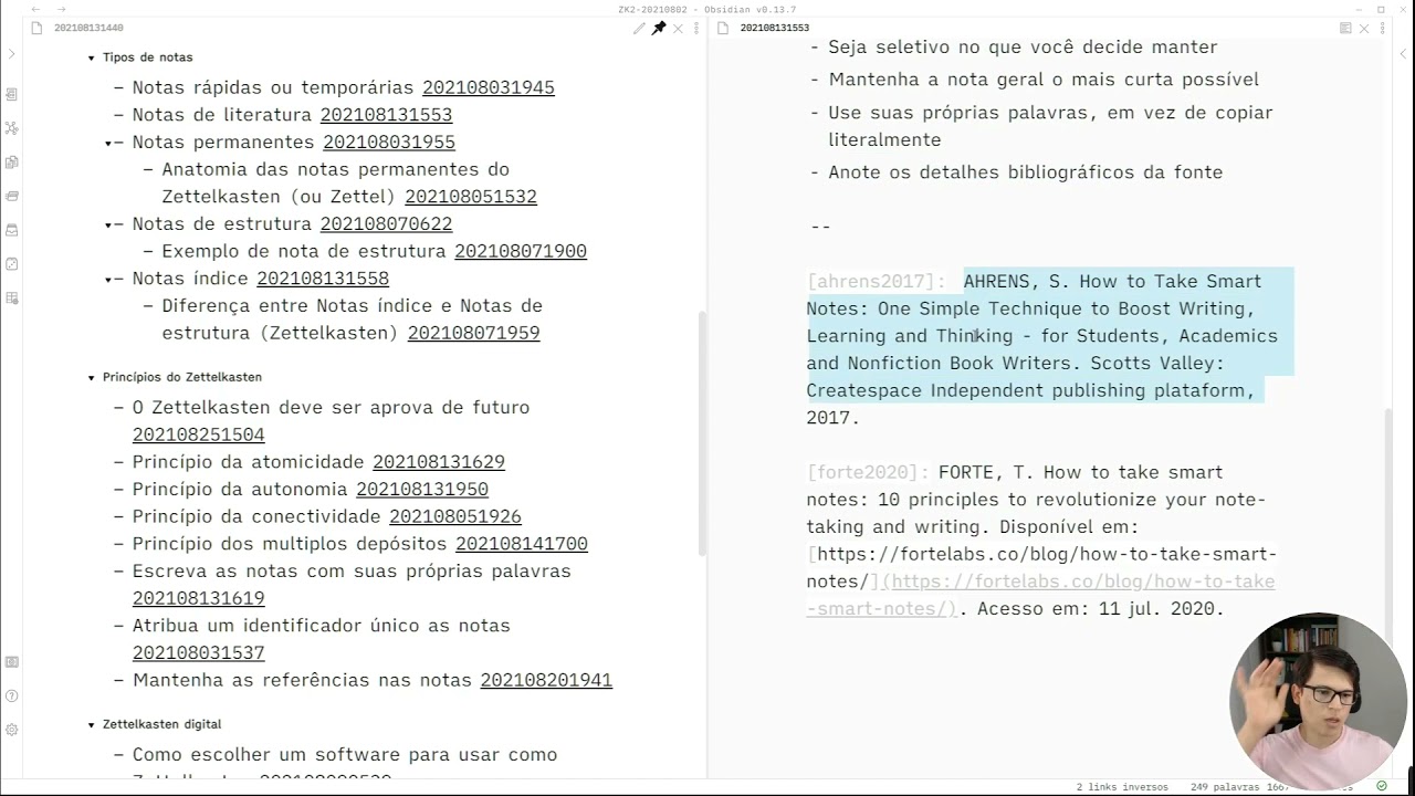 Tipos de notas usadas no Método Zettelkasten