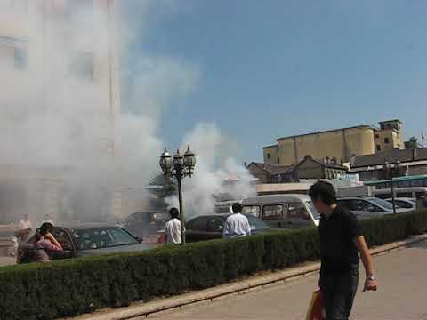 Crazy Daytime Fireworks Outside a Chinese Restaurant in Shandong Province, China