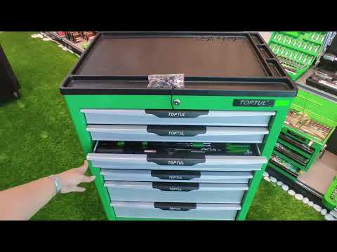 GCAJ0012 W/7-Drawer Tool Trolley - 227PCS Mechanical Tool Set (PRO-LINE SERIES) GREEN