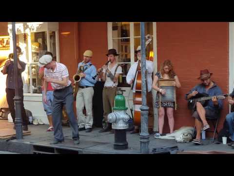 Speakeasy Jazz cats band on Royal Street in French Quarter of New Orleans