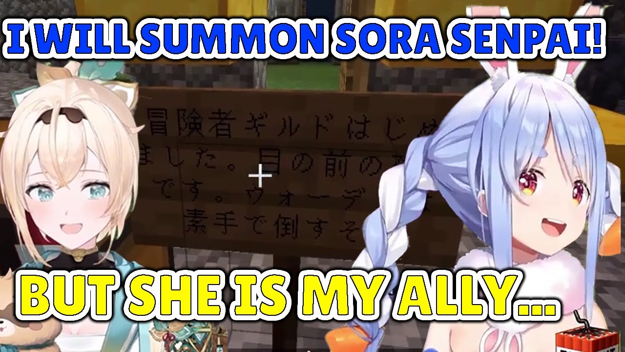 Pekora threatening Iroha with Sora senpai but apparently Sora senpai is her ally