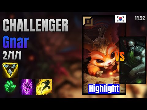 CHALLENGER Top Gnar vs Urgot lol KR solo rank Highlight 14.22