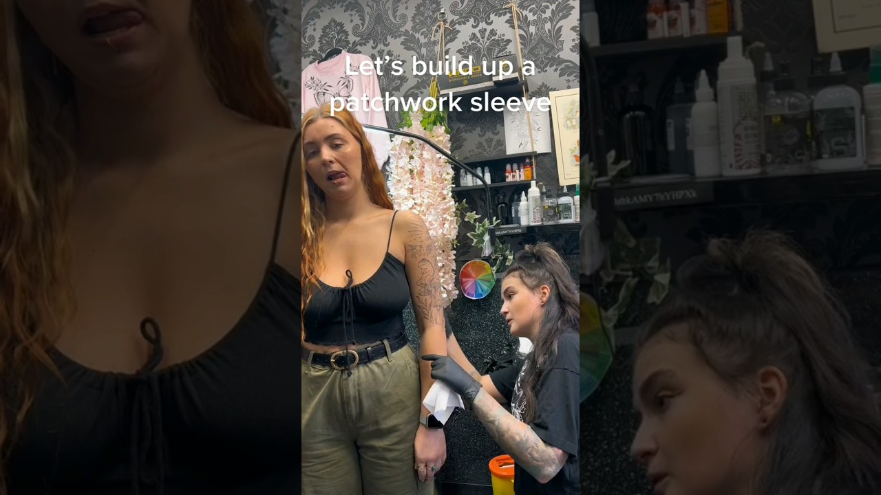 Let's build up a patchwork sleeve 👀😳 #tattoos #shorts subscribe now 🔥