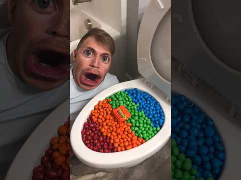 Eating 🧻🤪🤩Colorful Chocolate M&M's Candy in Toilet🚽 #shorts