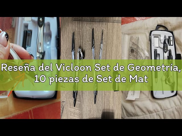 Vídeo relacionado con Vicloon Set de Geometría, 10 piezas de Set de Matemáticas Incluye Compas de Dibujo, Regla, Cartabón, Transportador de Angulos, Brújula Geométrica, Lápiz, Borrador, Juego de compás Set