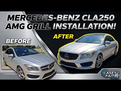 Casey Faitel demonstrating a Mercedes CLA250 grille swap