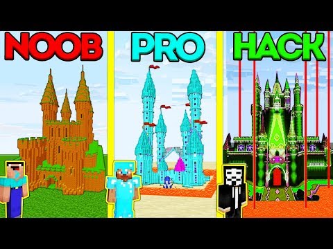 Minecraft Battle: NOOB vs PRO vs HACKER: SAFEST CASTLE BASE CHALLENGE in Minecraft Animation Video