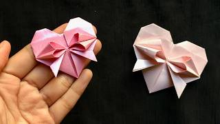 Learn & Create: Cute Paper HEART WITH BOW | Easy Origami Heart Tutorial DIY | Step-by-Step Guide