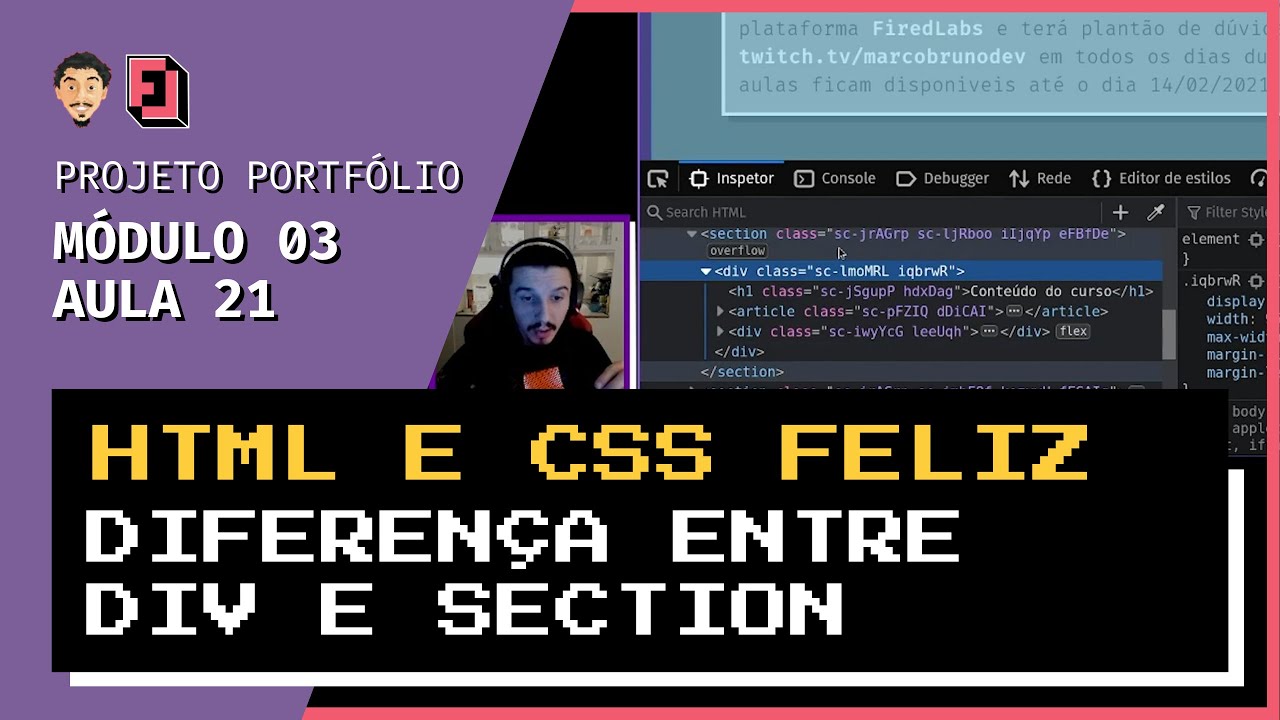 Diferença entre div e section | Mód03 - Aula 21