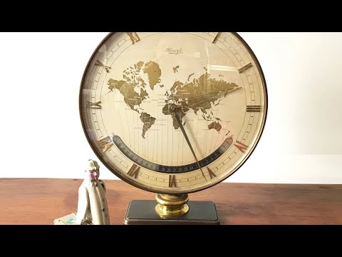 1958 KIENZLE Mechanical World Time Zone Desk Clock - Made in Germany