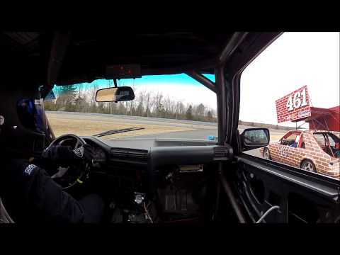 Team Zima #94 at 24hrs of LeMons event at Monticello - Longer clip - off track at end