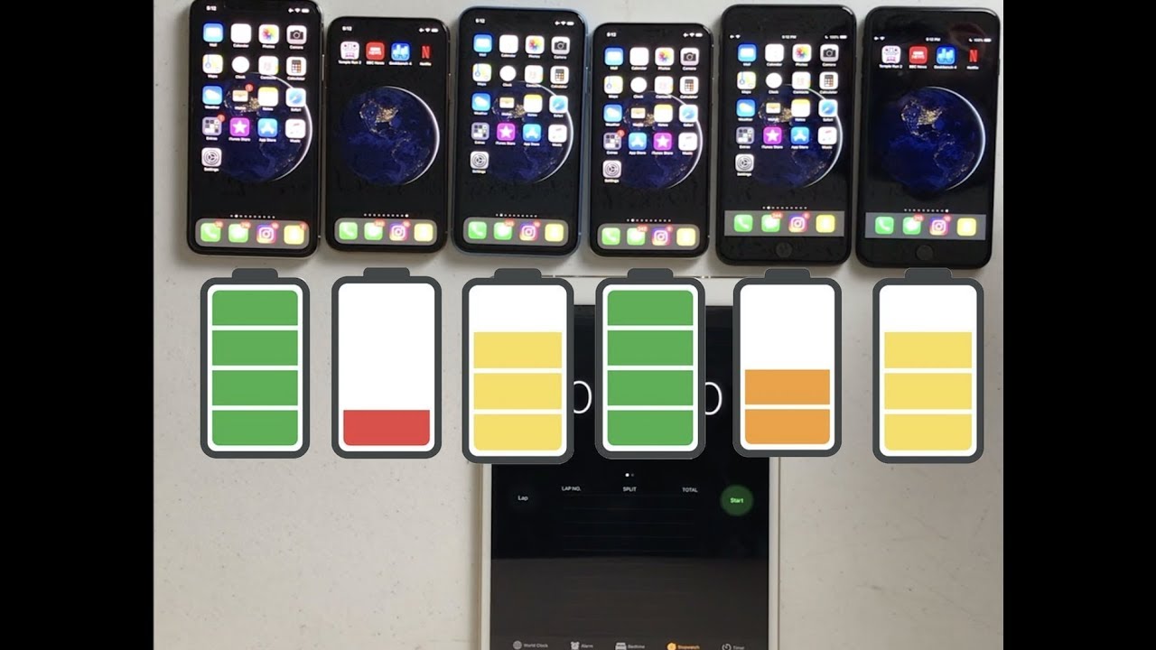 iPhone XS Max vs XS vs XR vs X vs 8 Plus vs 7 Plus Ultimate Battery Drain Test!