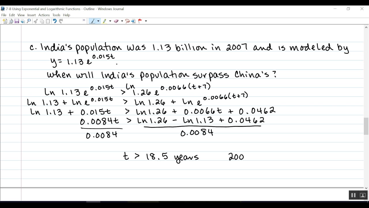 7-8 Using Exponential and Logarithmic Functions
