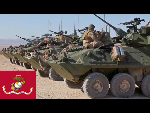 USMC. Leistungsstarke amphibische Panzerfahrzeuge LAV-25 bei Kampfübungen.