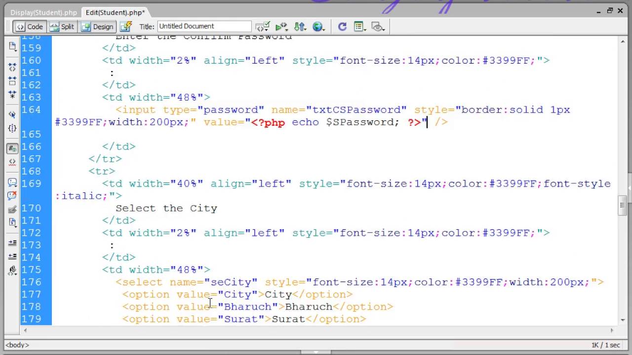 How to Provide Edit and Update Student Record using the PHP MySQL